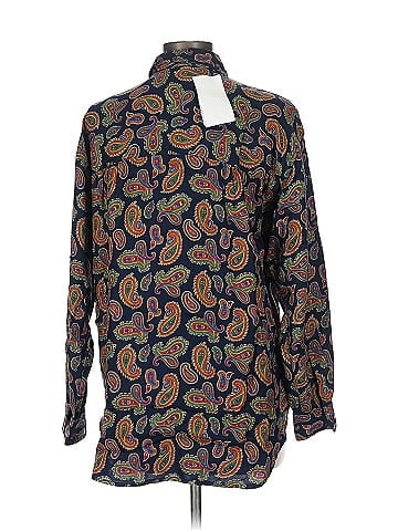 Lizsport Paisley Pattern Navy Button-Down Shirt (view 2)