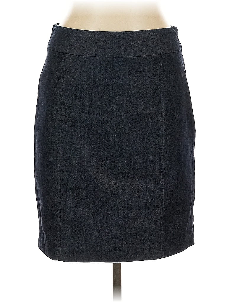 Pre-owned Halogen Denim Skirt In Gray