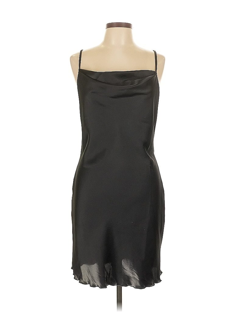 Bebe 100% Polyester Solid Black Cocktail Dress Size L - photo 1