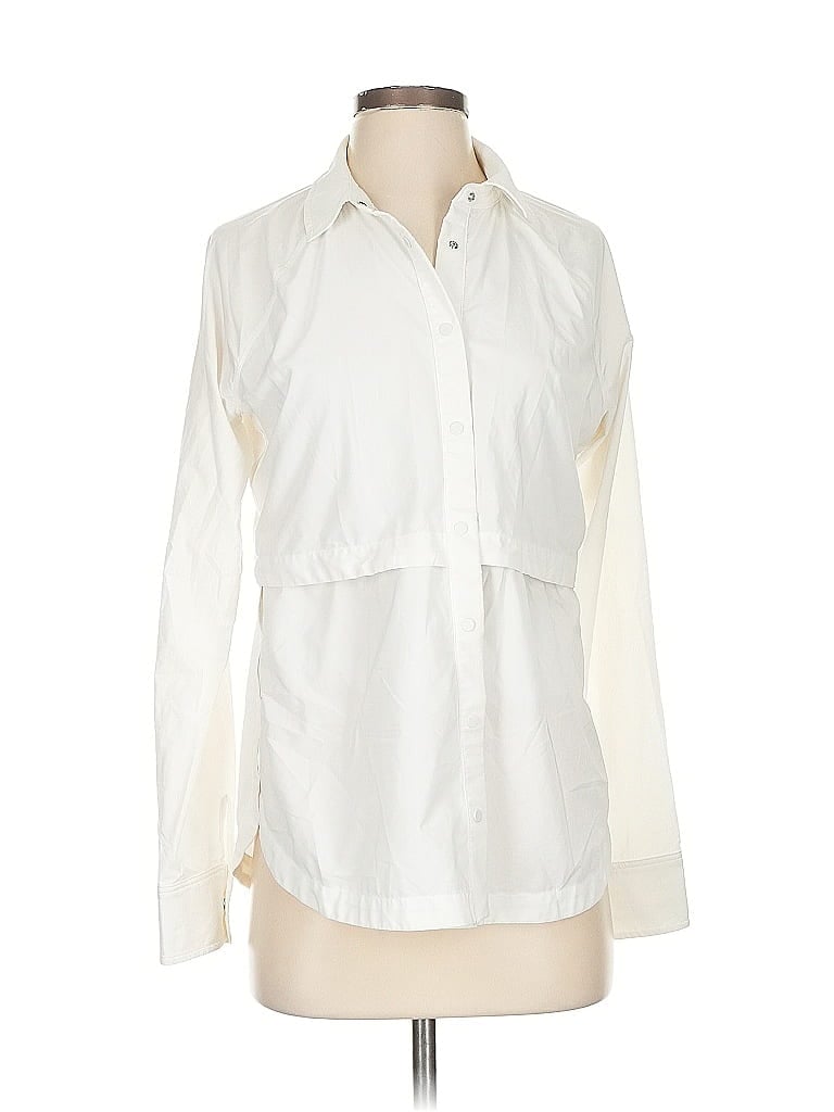 Pre-owned Athleta Cardigan Sweater In White