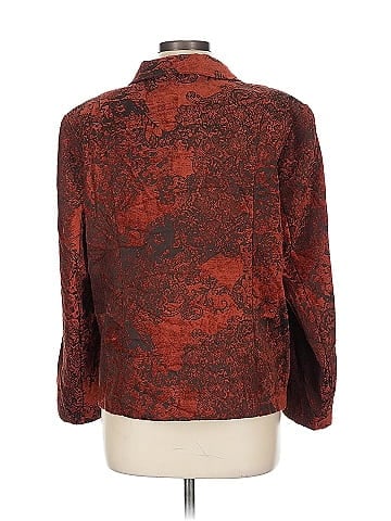 Christopher & Banks Elegant Brown Jacquard Pattern Jacket (view 2)