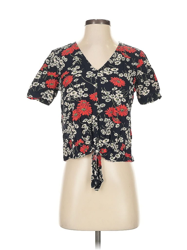 Pre-owned Madewell Short Sleeve Blouse In Black