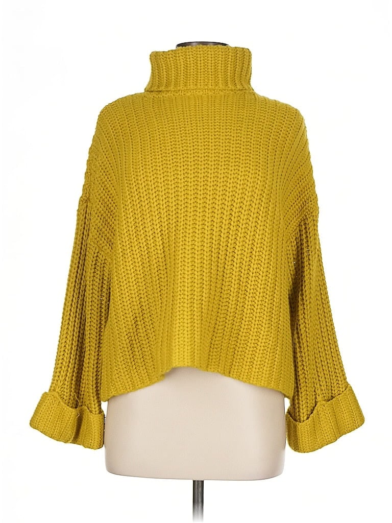 525 America 100% Acrylic Yellow Turtleneck Sweater Size M - photo 1