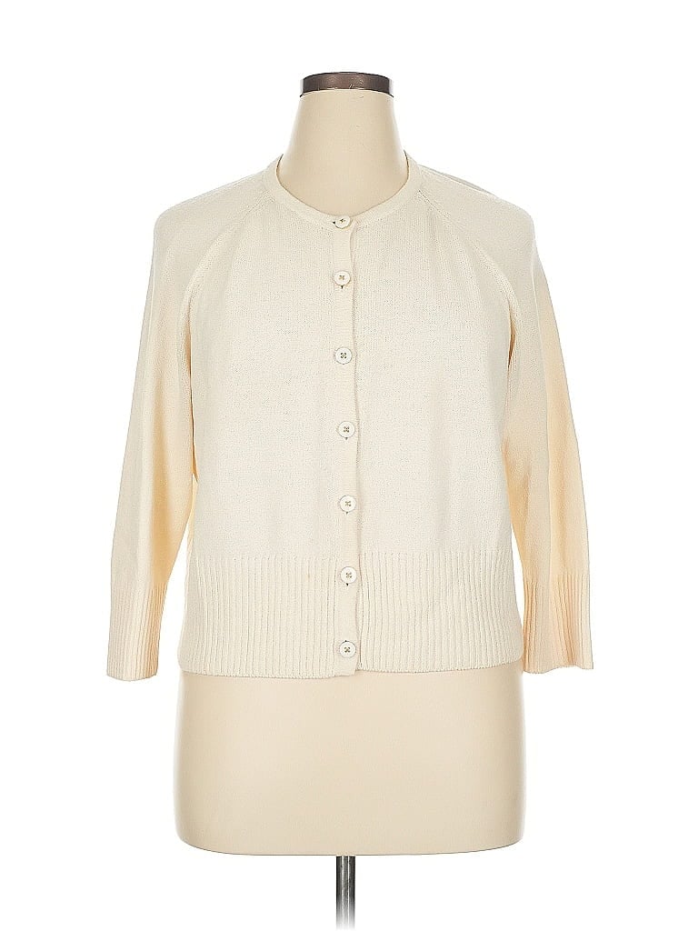 St. John Solid Ivory Cardigan Size XL - photo 1