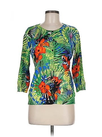 Joseph A. Vibrant Green Floral Knit Sweater (view 1)