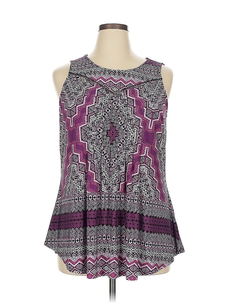 Roz & Ali Purple Sleeveless Blouse Size XL - photo 1
