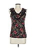 Lauren by Ralph Lauren 100% Cotton Brown Black Sleeveless Blouse Size M