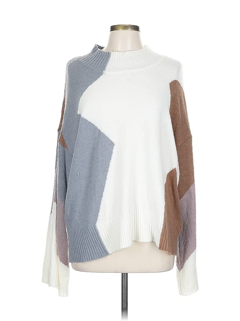 Gilli Color Block White Ivory Pullover Sweater Size L - photo 1