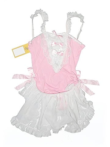 Romwe Pink Lace Frilly Lingerie Bodysuit (view 1)