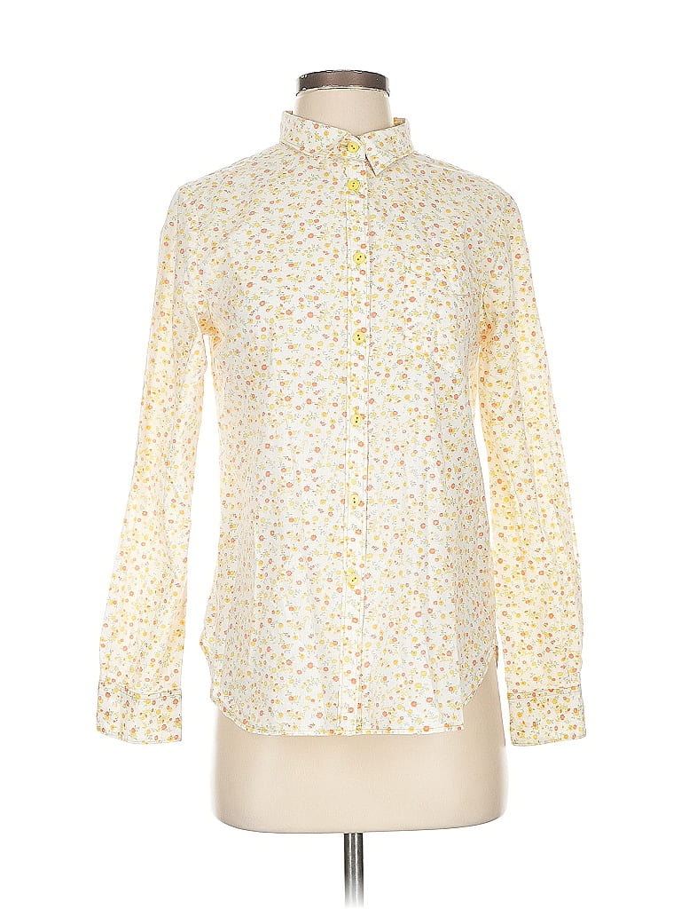 G1 100% Cotton Print Yellow Long Sleeve Blouse Size S - photo 1