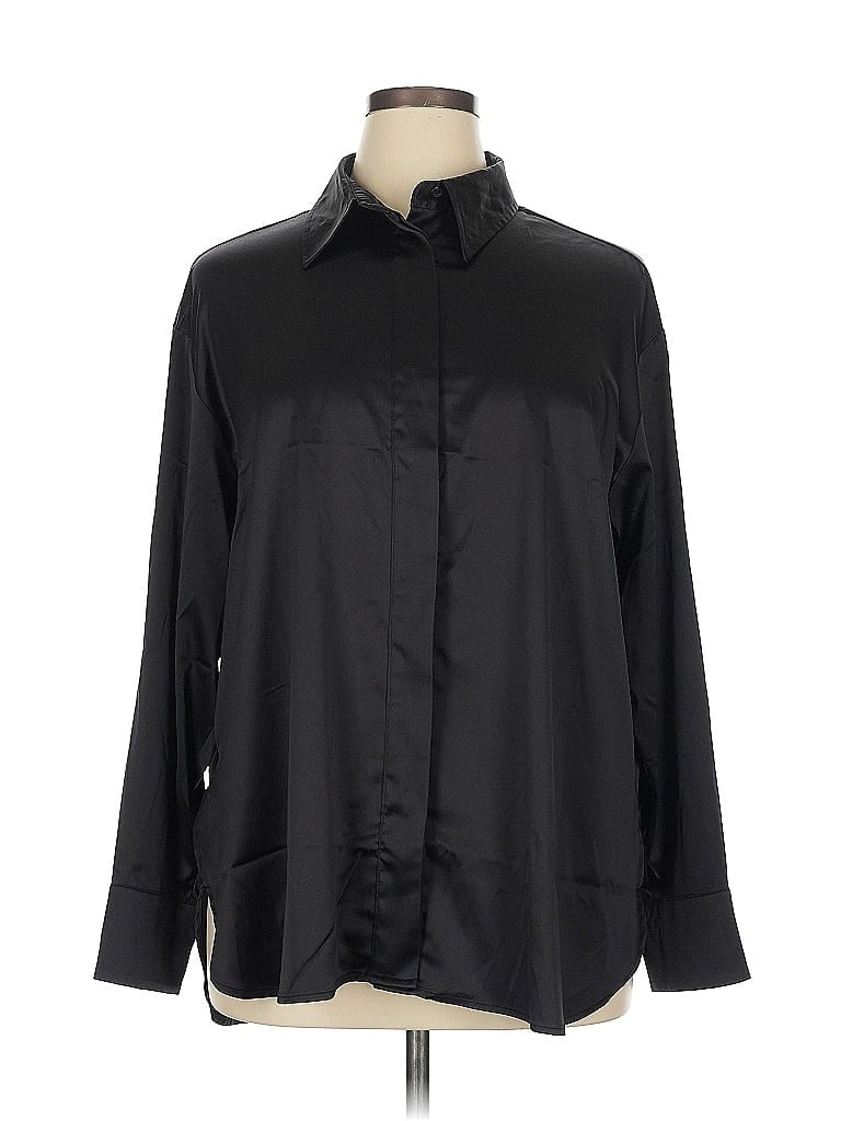 Pre-owned Lane Bryant Long Sleeve Blouse In Black