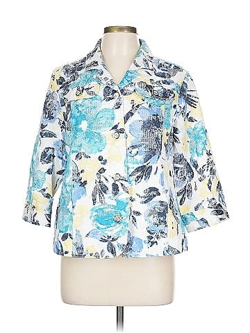 TanJay Floral Blue Short Sleeve Shirt (view 1)
