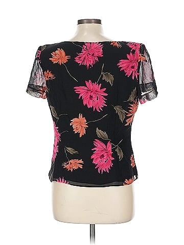 Cynthia Howie for Maggy Boutique Floral Black Silk Short Sleeve Blouse (view 2)