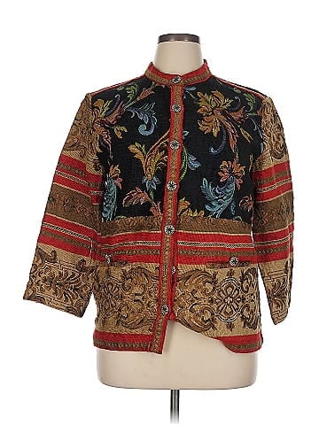 Sag Harbor Red Tapestry Jacket with Decorative Buttons (view 1)