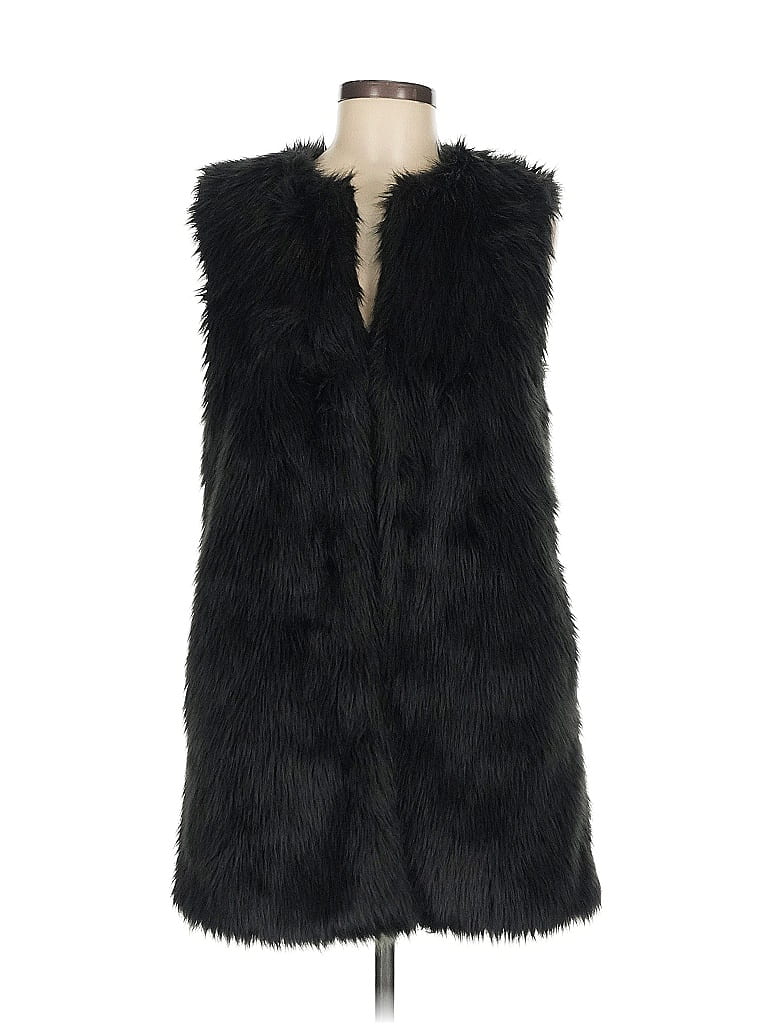 Scoop Black Faux Fur Vest Size M - photo 1