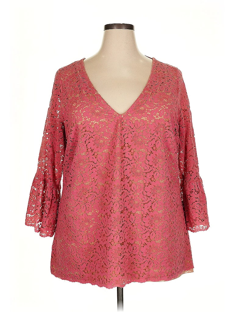 City Chic Pink 3/4 Sleeve Blouse Size 20 - photo 1