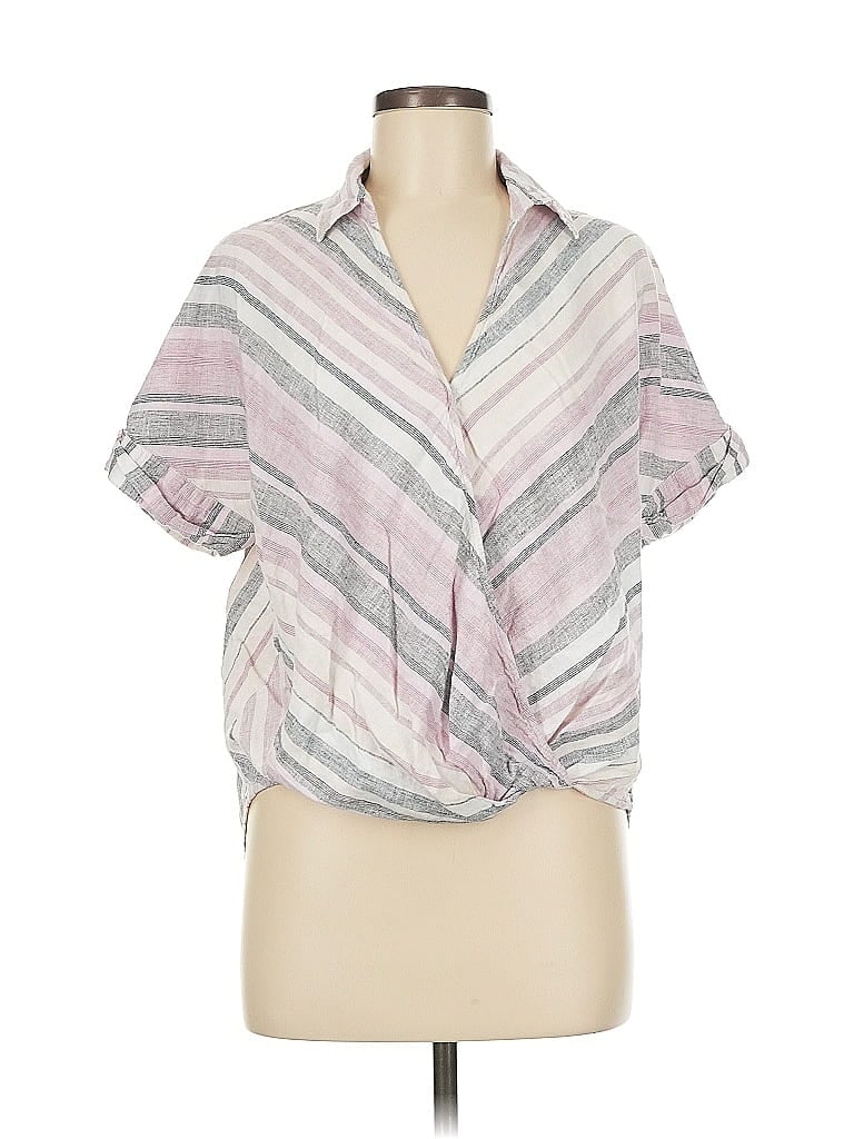 Pre-owned Ann Taylor Loft Outlet Short Sleeve Blouse In Pink