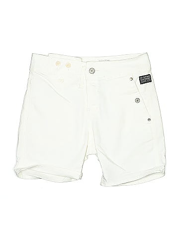G-Star RAW White Denim Shorts with Buttons (view 1)
