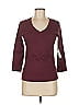 Three Dots 100% Cotton Burgundy 3/4 Sleeve Top Size M - photo 1