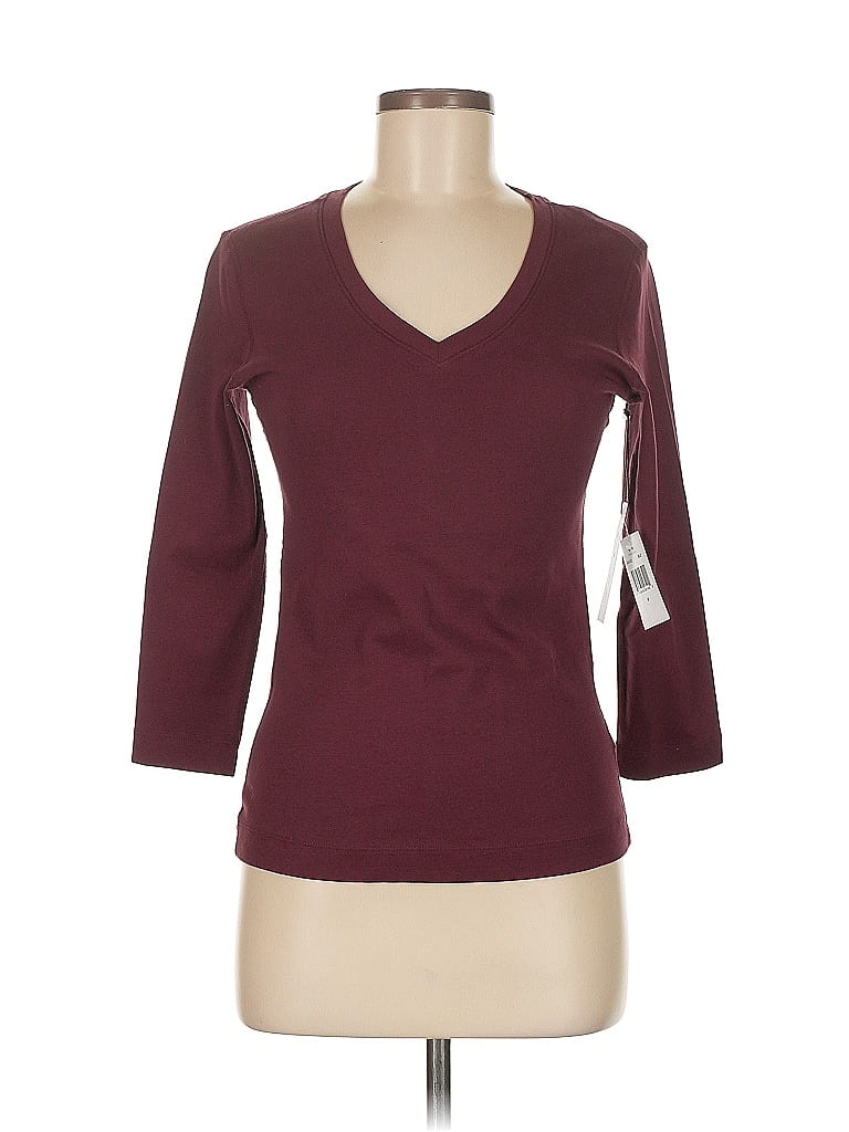 Three Dots 100% Cotton Burgundy 3/4 Sleeve Top Size M - photo 1