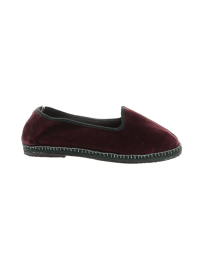 Pre-owned Assorted Brands Flats In Burgundy
