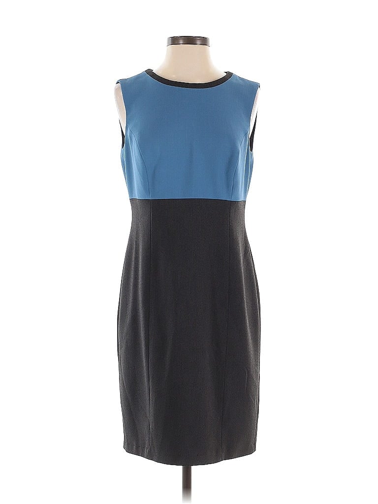 Kasper 100% Polyester Color Block Blue Black Cocktail Dress Size 4 - photo 1