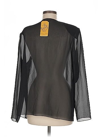 TanJay Black Sheer Blouse with Embroidery (view 2)