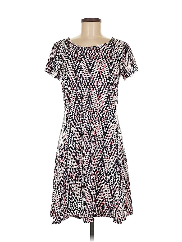 AB Studio Chevron-herringbone Pink Casual Dress Size M - photo 1