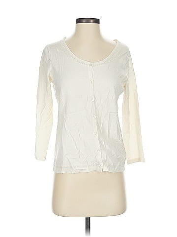 Bandolino White Button-Up Rayon Knit Cardigan (view 1)