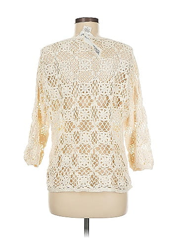 Kroshetta by Papillon Ivory Crochet Cotton Cardigan Sweater (view 2)