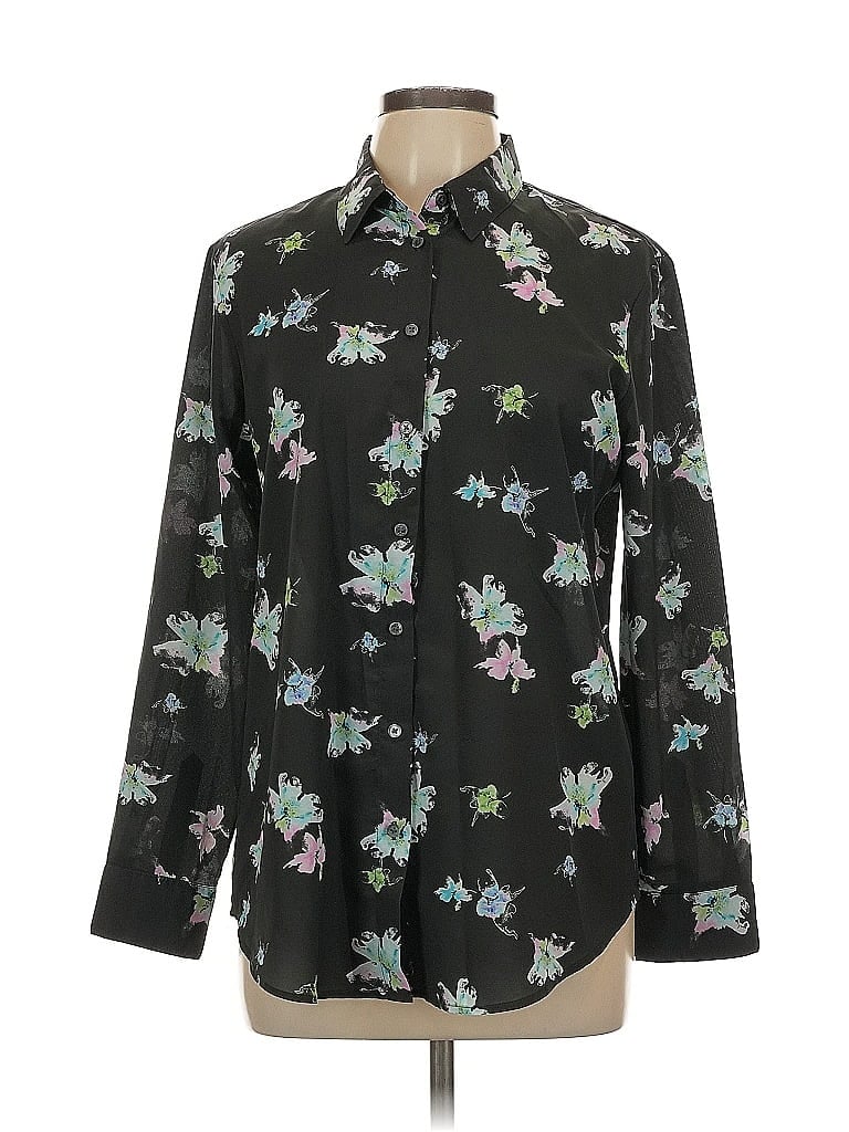 Pre-owned Banana Republic Long Sleeve Blouse In Black