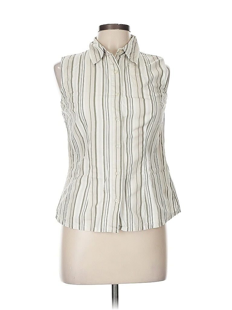 Pre-owned Assorted Brands Sleeveless Button Down Shirt In Brown