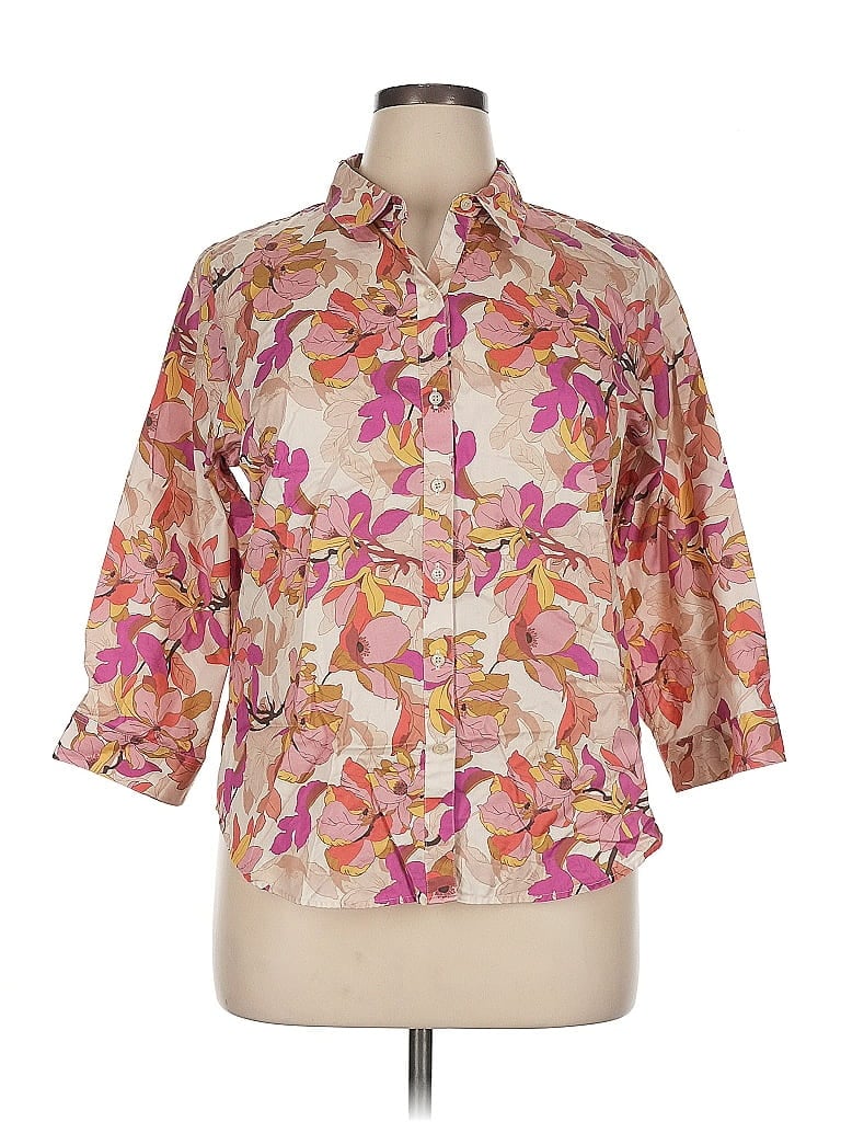 COLDWATER CREEK Pre-owned 3/4 Sleeve Button Down Shirt In Pink