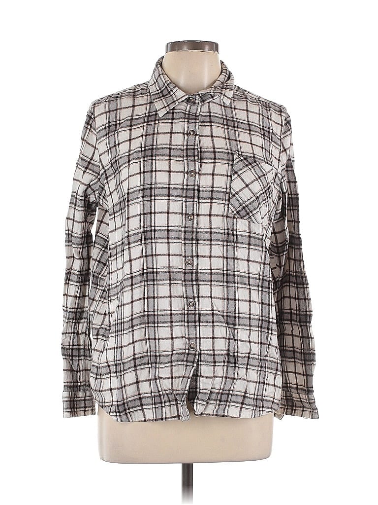 Pre-owned Natural Reflections Long Sleeve Button Down Shirt In Gray