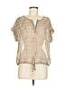 Habitat 100% Polyester Tan Short Sleeve Blouse Size S - photo 1