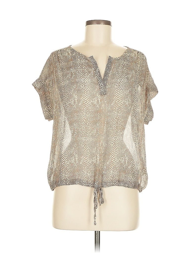 Habitat 100% Polyester Tan Short Sleeve Blouse Size S - photo 1