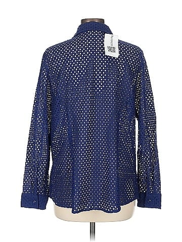 D&Co. Blue Eyelet Sheer Long Sleeve Shirt (view 2)