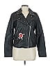 Ci Sono 100% Polyurethane Floral Black Faux Leather Jacket Size M - photo 1
