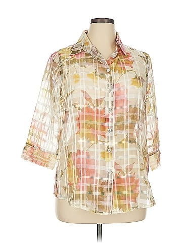 TanJay Sheer Brown Floral Button-Down Shirt (view 1)