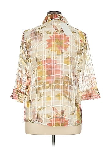 TanJay Sheer Brown Floral Button-Down Shirt (view 2)