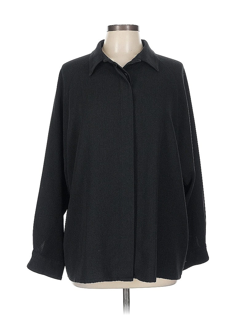 Chico's Design Black Long Sleeve Button-Down Shirt Size L - photo 1