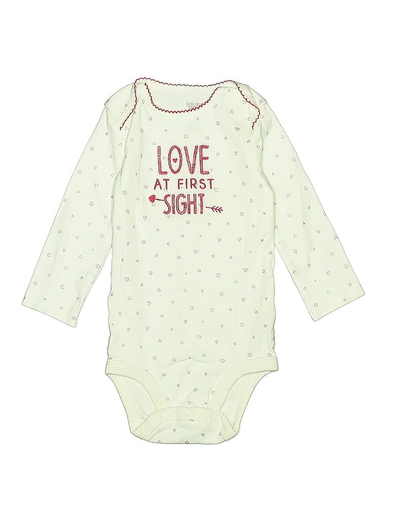 Just One You Made by Carter's 100% Cotton Print Ivory Long Sleeve Onesie 9-12 MO / 12 MO - photo 1