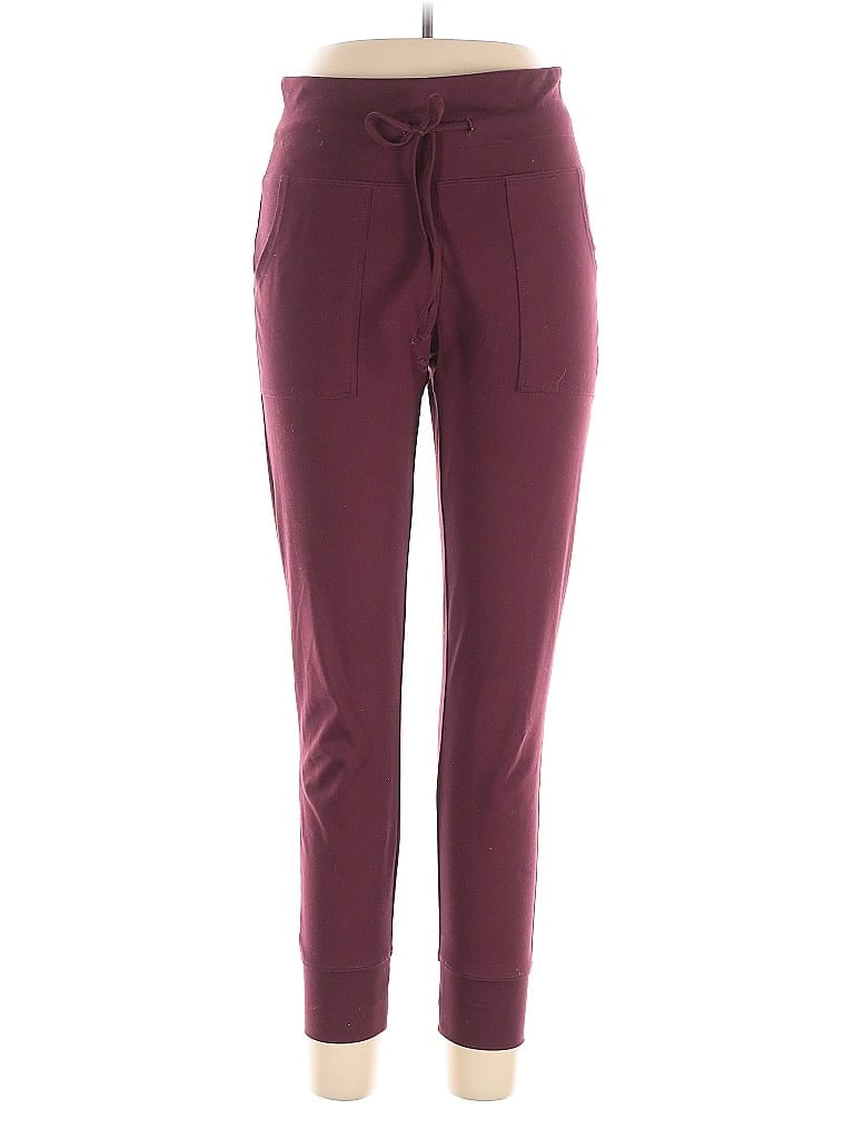 Balance Collection Solid Burgundy Casual Pants Size L - photo 1