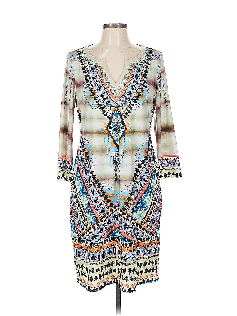 Hale Bob Print Ivory Casual Dress Size L 77 off ThredUp