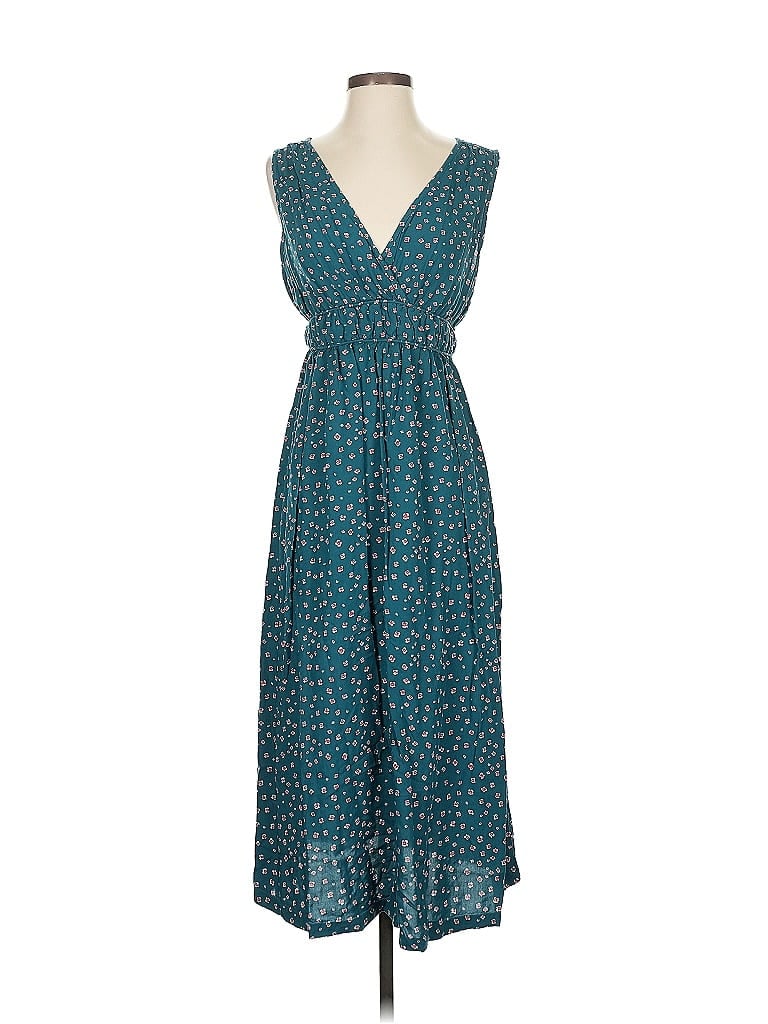 Roxy 100% Viscose Polka Dots Teal Casual Dress Size XS - photo 1