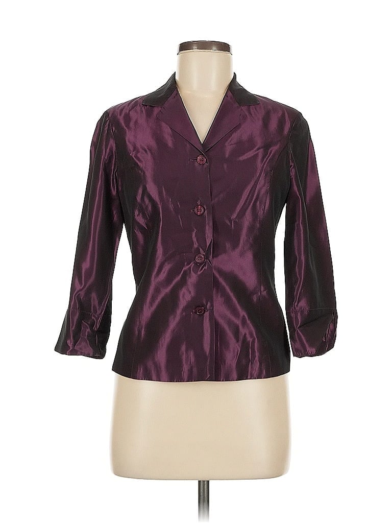 Pre-owned Début 3/4 Sleeve Blouse In Burgundy