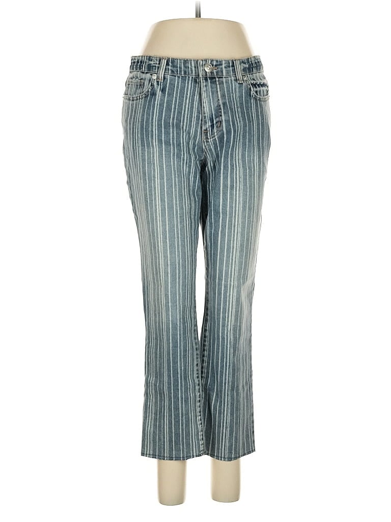 LOGO by Lori Goldstein Stripes Blue Jeans Size 6 (petite) - photo 1