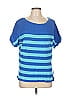 L-RL Lauren Active Ralph Lauren 100% Cotton Stripes Blue Short Sleeve T-Shirt Size L - photo 1