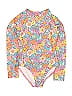Cat & Jack Floral Pink Rash Guard Size 6 - 7 - photo 1