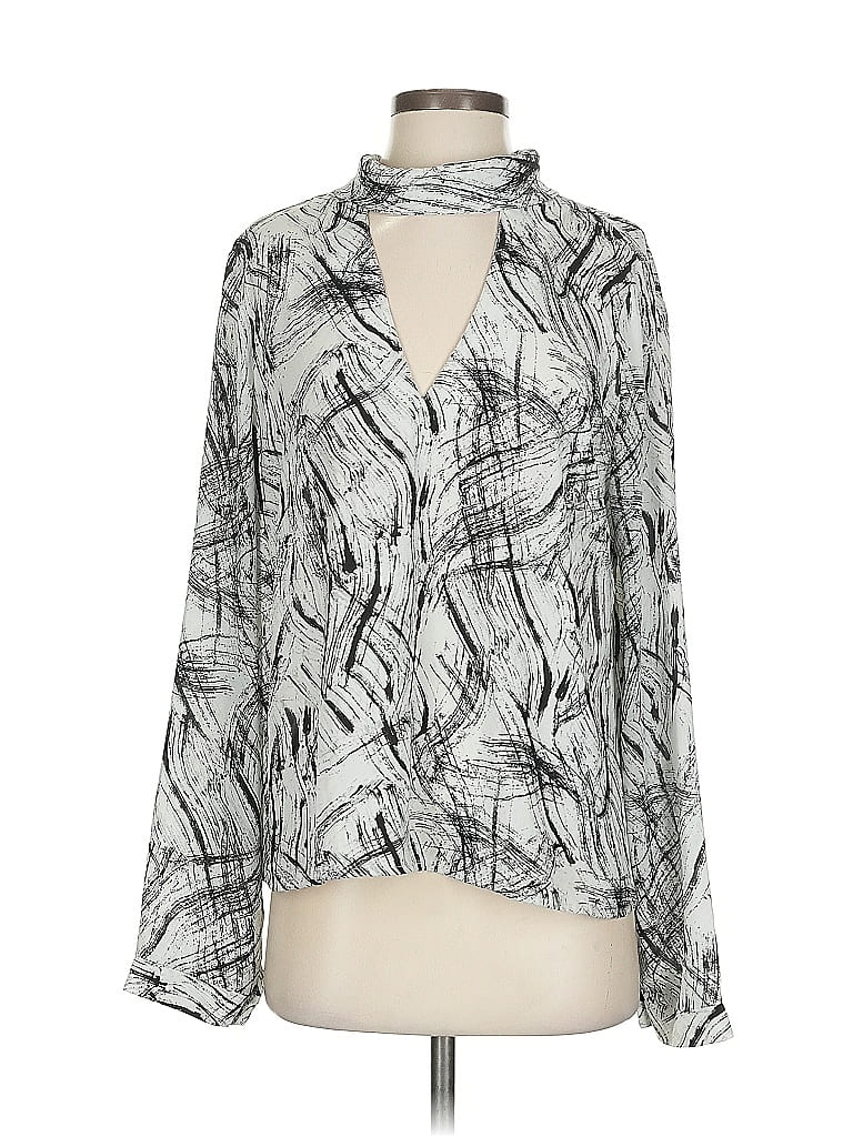 Pre-owned Astr Long Sleeve Blouse In Silver